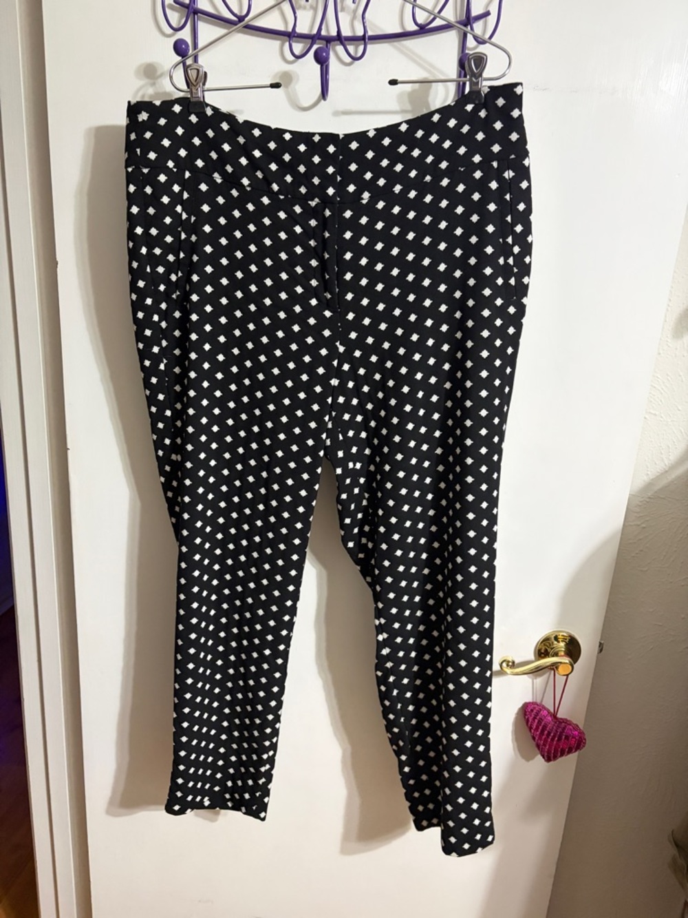 Black and White Polka Dot Stretch Pants - Picture 2 of 6